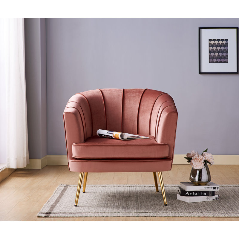 Liri Upholstered Barrel Chair, Vintage Rose Velvet