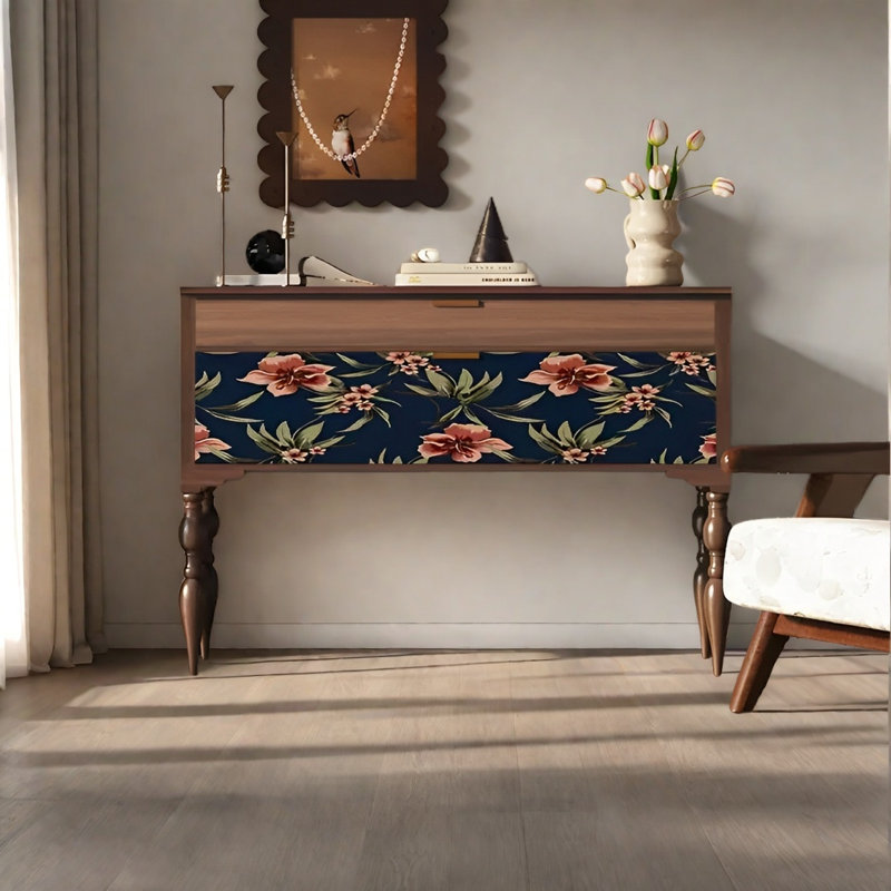Console rétro avec tiroirs, Brun