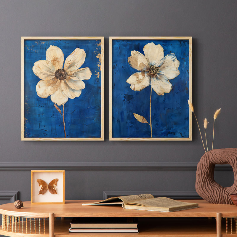 FLORAL Series LXVII - reproduction encadrée de qualité supérieure - prête à être accrochée - aucun clou requis - aucun clou requis