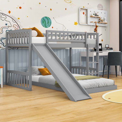 Twin Over Twin L-Shaped Bunk Beds With Slide by Harriet Bee