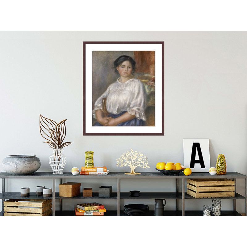 «Jeune fille assise sur une chaise» par Pierre-Auguste Renoir, impression giclée encadrée, H 38,83 po x l 33,5 po