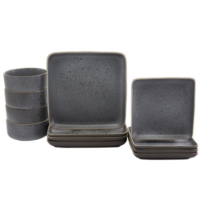 Ensemble de vaisselle carrée 12 pièces Madison