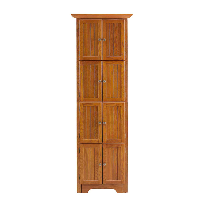 Armoire de rangement 4 niveaux à 4 niveaux avec 8 portes et 8 tablettes réglables pour le salon, Naturel