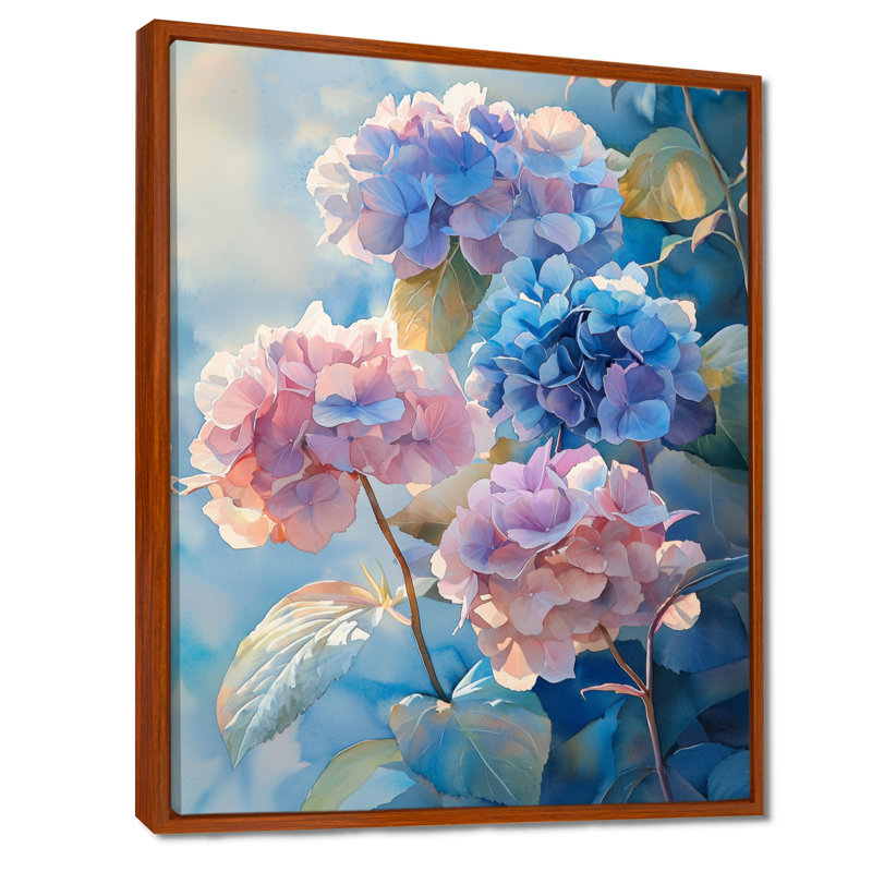 Hydrangeas In The Morning Light II - Hydrangea, reproduction d'art sur toile encadrée, H 20 po x l 12 po, Brun
