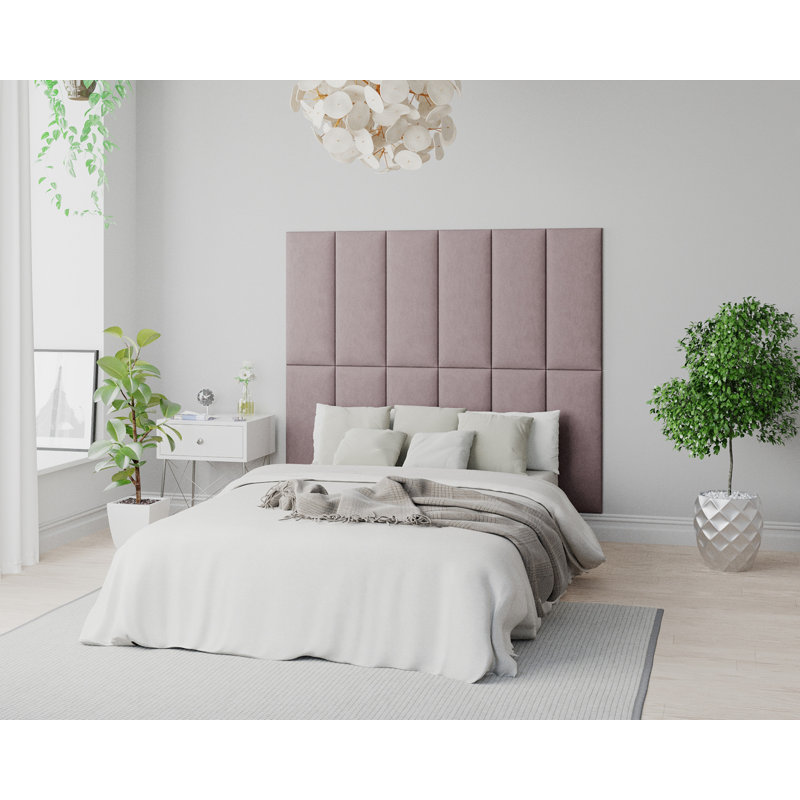 Katie-Mai 30 cm x 75 cm Peel and Stick Upholstered Wall Paneling in Blush