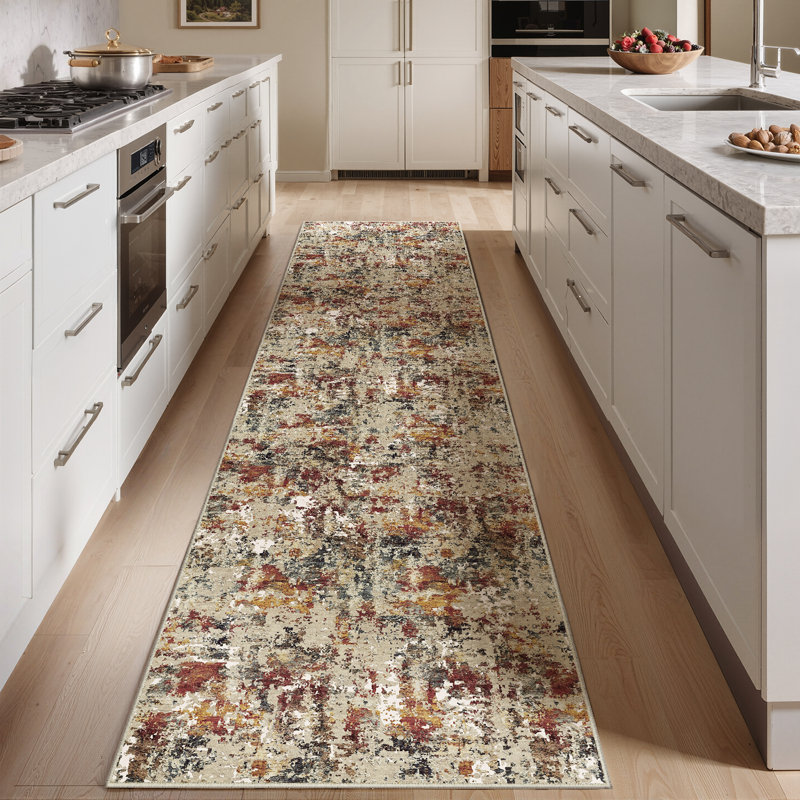 Asher Modern Abstract Machine Washable Area Rug With Non-Slip Backing, Runner 2' x 8'