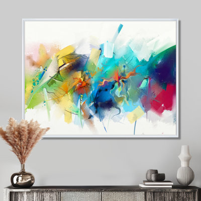 Art abstrait sur toile, reproduction d'art moderne turquoise - Histoire turquoise avec touches