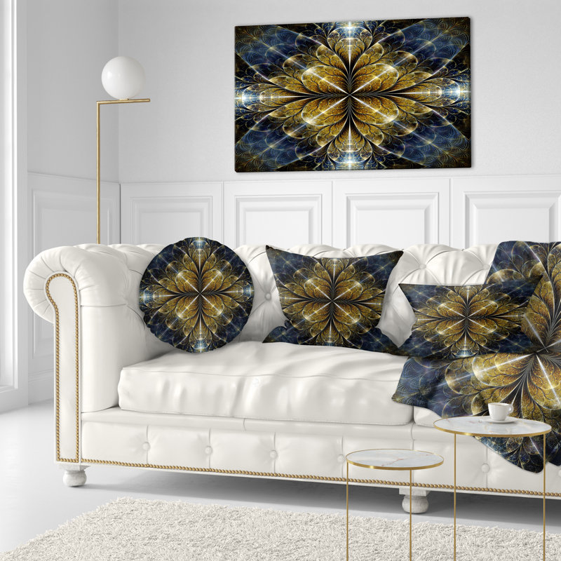  Coussin lombaire abstrait à motif floral fractal