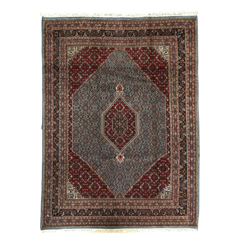 Tapis bleu et bleu marine noué à la main de haute qualité