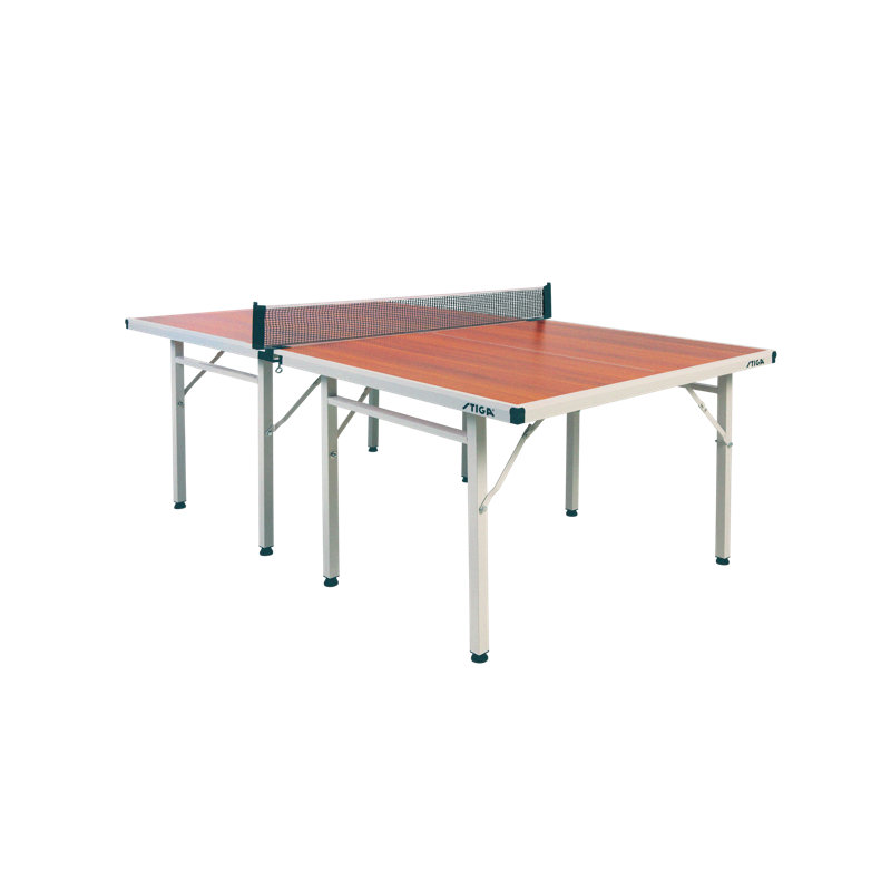 Compact Woodgrain Indoor Ping Pong Table with Folding Design and Net