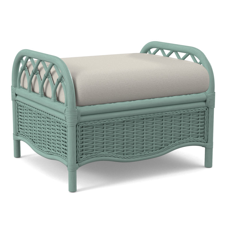 Everglade Ottoman, Honey, White Performance Fabric; 0851-94