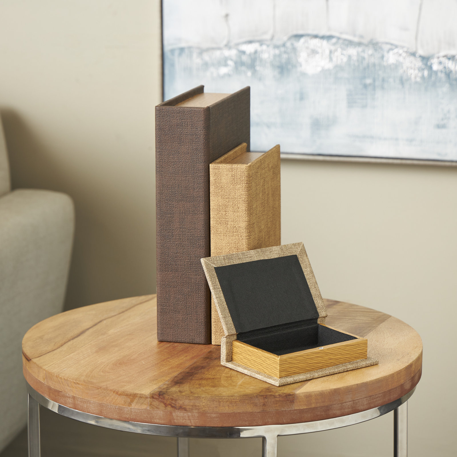 Muriel Cole And Grey Faux Leather Storage Book Box