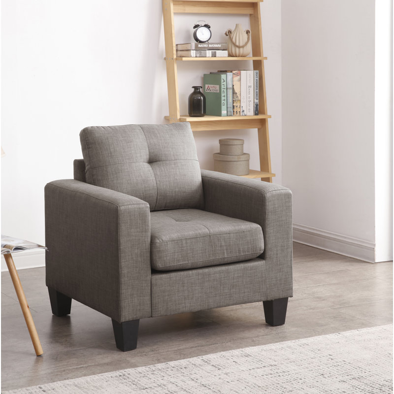 Vegas W Polyester Armchair, Modern Club Chair, Gray Cotton Twill