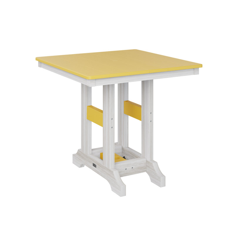 Garden Classic Outdoor Square Dining Table, Sunburst Yellow, Seashell