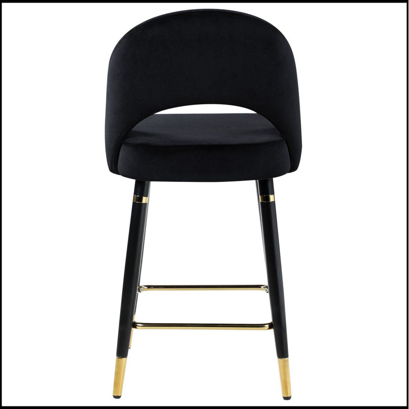 Tabourets noirs à hauteur de comptoir à dossier ouvert (ensemble de 2) pour cuisines et bars modernes, sièges durables et confortables
