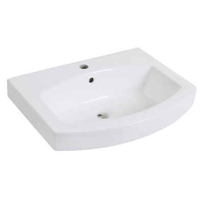 Lavabo de salle de bain en céramique 24 po Fauceture Inflection (un trou), blanc
