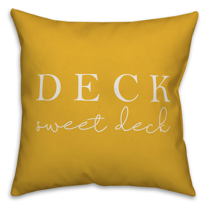 Textual Outdoor Throw Pillow, 20" H x 20" W, Yellow
