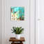 Key storage box, Opens to the right, 30x30x5, Black, Turquoise and brown spots in an abstract composition, 