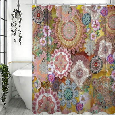 Rideaux de douche floraux avec crochets inclus