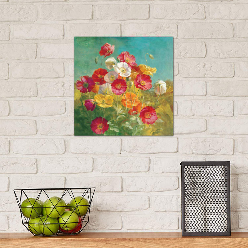 Coquelicots dans le champ par Danhui Nai - reproduction d'art, H 12 po x l 12 po x P 0,75 po, Toile tendue