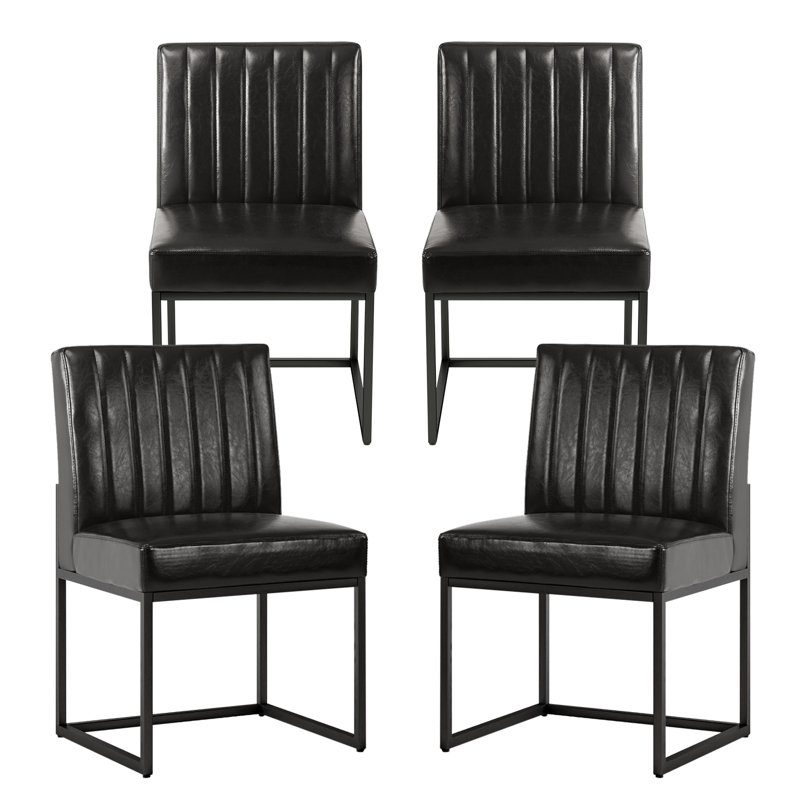 Chaise d'appoint rembourrée en similicuir, Noir