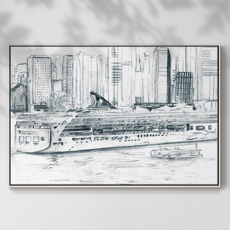 Ferrybatres II, reproduction d'art sur toile, H 27 po x l 41 po x P 2 po, Blanc