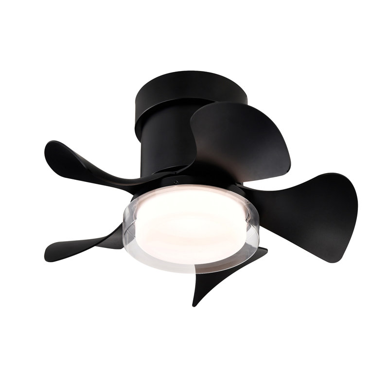 21''  Low Noise Matte Abs Blade Remote Ceiling Fan With Led Light For Kitchen Bedroom Dining Room Toilet Patio, Matt Black