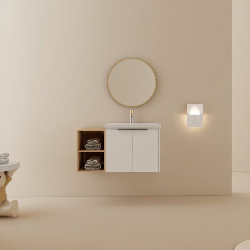 Meuble-lavabo à fermeture en douceur 36 po avec lavabo et petites tablettes de rangement, BCV07436WHLTK