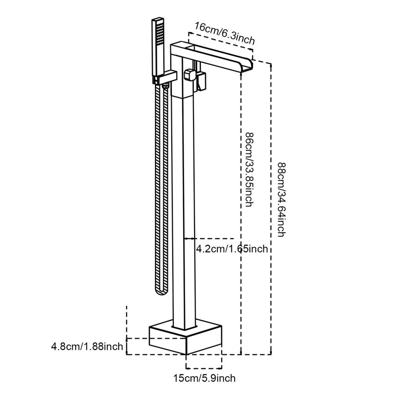 Robinet de baignoire autoportant Robinet de baignoire à fixation au sol avec douche à main