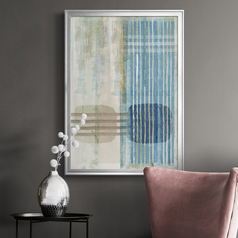 «Blue Blue Horizon III», toile encadrée de qualité supérieure - prête à être accrochée, Cadre argenté