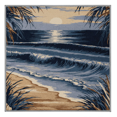 Washable Twilight Shore Coastal Area Rug