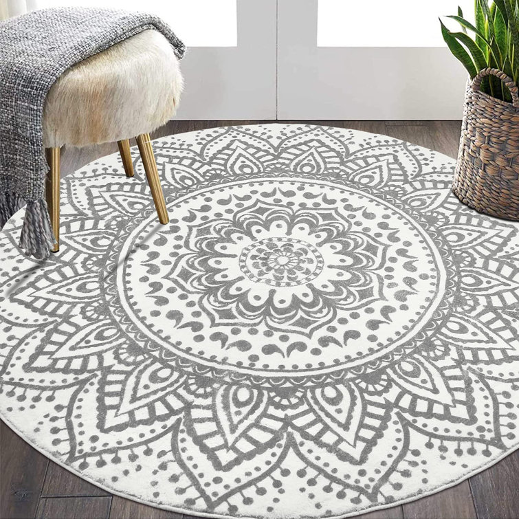 Mandala Round Area Rug for Living Room Bedroom Boho Floral Colorful Circle  Rugs