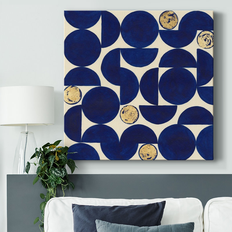 Toile tendue indigo Hémisphères I-Gallery, H 8 po x l 8 po x P 1,5 po