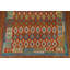Tapis orange / bleu / vert en laine noué à la main de conception unique 6 pi 7 po x 9 pi 6 po New Age