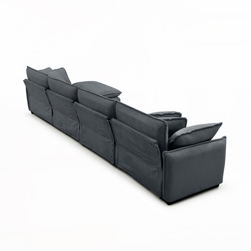 Canapé 4 places Corduroy, H 33,85 po x l 150,38 po x P 34,25 po, 4, Gris