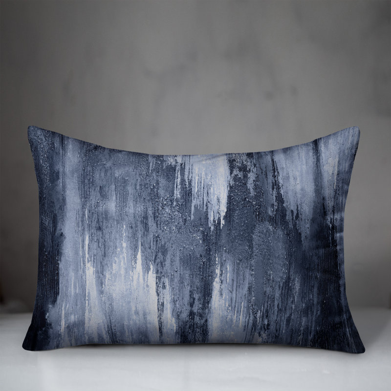 Abstract Outdoor Reversible Throw Pillow, Blue