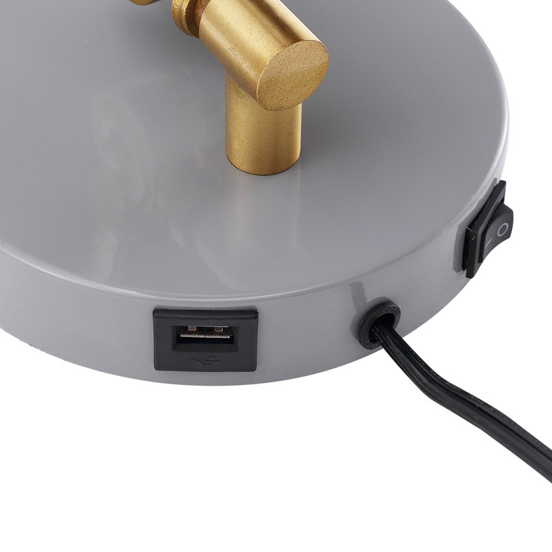 Cimarron Iron Plug-in Swing Arm Sconce with USB Charging Port, Gray