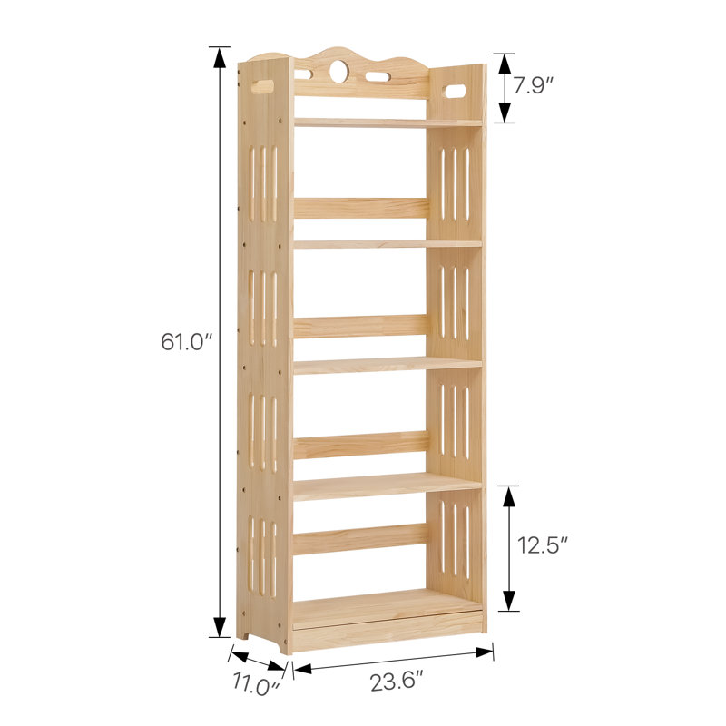 Bamboo Open Bookcase Bookshelf, Freestanding Display Storage Shelves for Bedroom Living Room Office