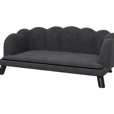 Luxurious Velvet Dog Couch With Foam Cushion, Comfortable And Stylish Resting Place For Big And Medium Dogs, Decorated With Pearl Design