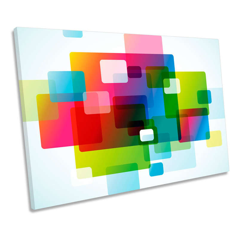Abstract Funky Colour Blocks - Wrapped Canvas Print, 30.5cm H x 45.7cm W x 2cm D