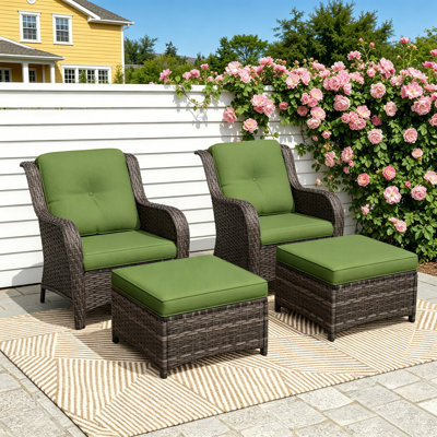 Ensemble de conversation pour 2 personnes en polyéthylène (PE) avec 2 chaises et 2 repose-pieds