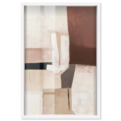 Plaster Collage II Shadowbox Print Boho Wall Decor by Art Remedy, White Frame, 31 x 46