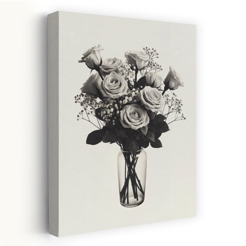 Élégant bouquet de roses classique, romantique et romantique fleur rose, art mural, H 24 po x l 16 po