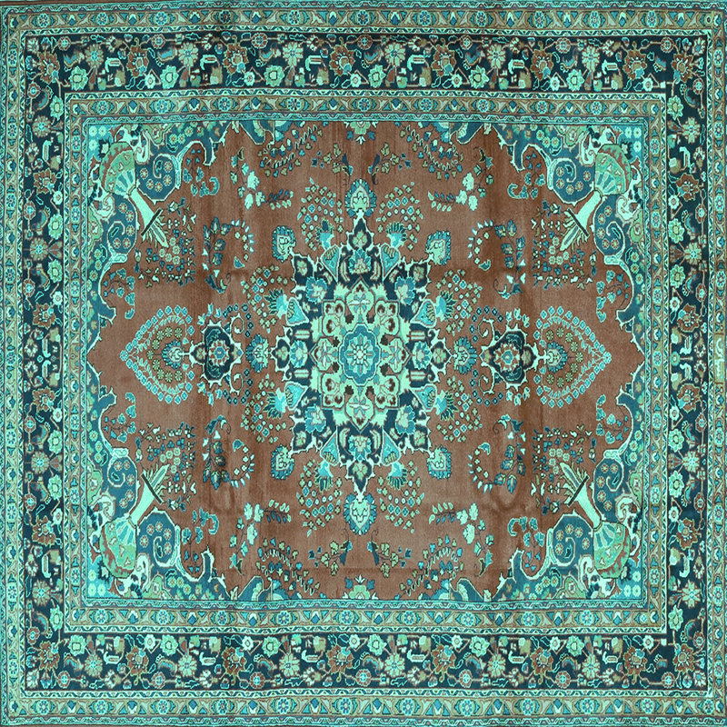 Chierene Performance Oriental Indoor Rug, Square 7'