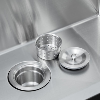 Durable Stainless Steel Undermount Double Bowl Kitchen Sink with Integrated Workstation and Accessories, Ideal for Efficient Meal Prep and Cleanup.
