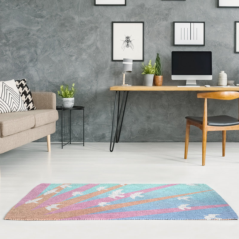 Tapis de salle de chenille pour oiseaux et coucher de soleil, Rectangle 2 pi x 3 pi