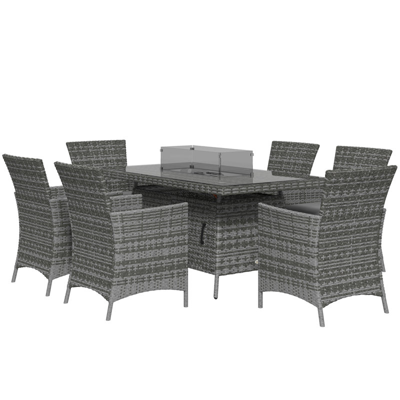 Wicker and Steel Patio Dining Set Table,