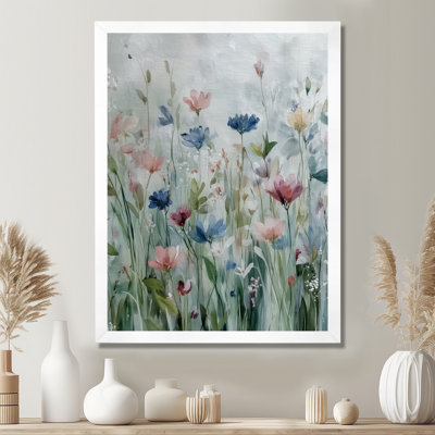 Green Blue Wildflower Meadows - Wildflowers Wall Art, Green Floral Canvas Print