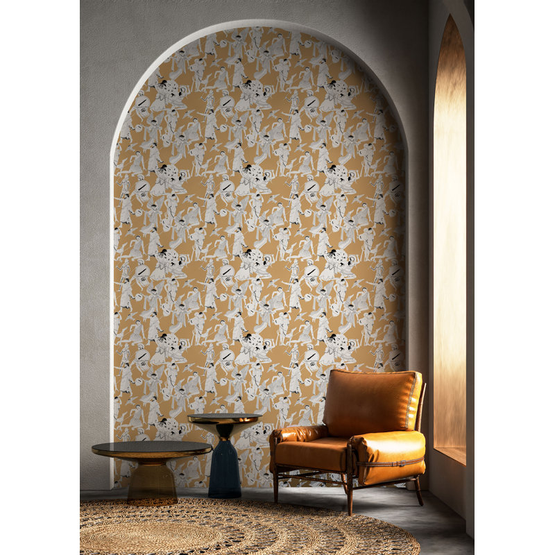 Mythos 33' L x 20.5" W  Wallpaper Roll, Orange