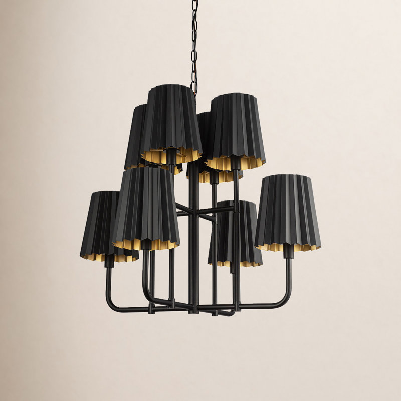 Lustre classique unique à 8 lumières Tindra, Noir mat
